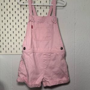 LEVIS Girls 6‎ Reg Pink Denim Shortalls Coveralls Overalls Cotton/elastane